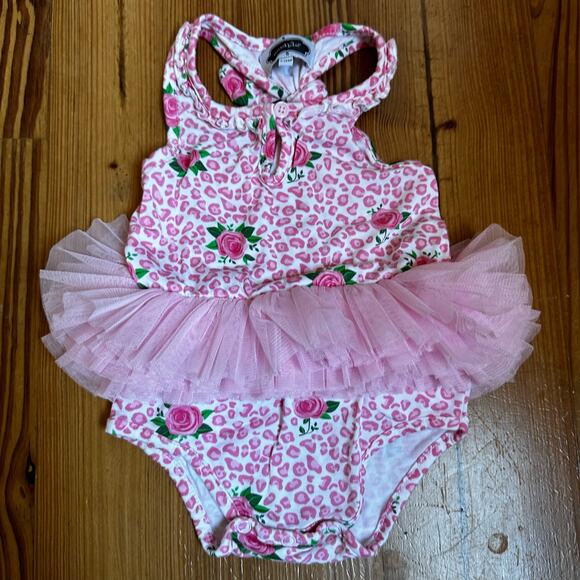 Mudpie pink cheetah floral tutu tank one-piece SIZE 9-12M - Picture 3 of 4